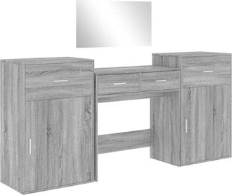 vidaXL Juego de tocador de 4 piezas madera de ingeniería gris Sonoma Vidaxl