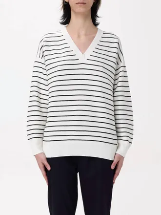 Lorena Antoniazzi Womens V Neck Sweater In White/black