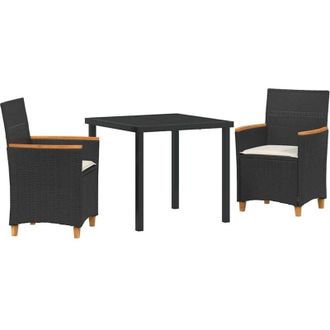 vidaXL Conjunto De Comedor De Jard&iacute;n 3 Pcs Negro Rat&aacute;n Sint&eacute;tico Vidaxl