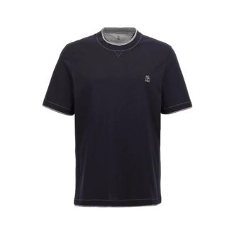 Brunello Cucinelli Hombre, Camisetas, Azul, Talla: L