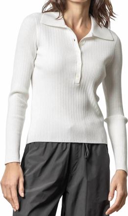 Lilla P Polo Collar Henley Sweater In White