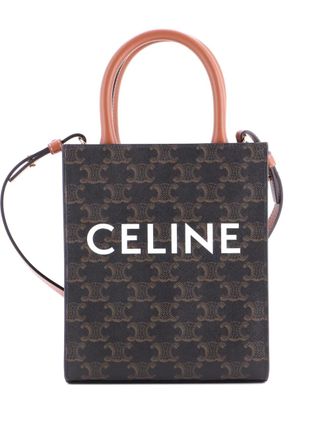 Celine Vertical Cabas Tote Triomphe Coated Canvas Mini satchel - Brown