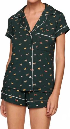 Eberjey Gisele Printed Short Pajama Set In Holiday Dogs