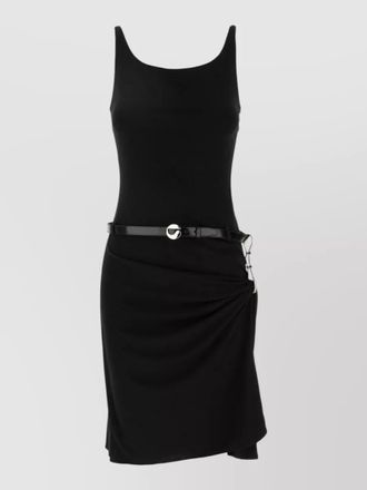Coperni dress belted waist draped sleeveless square neckline
