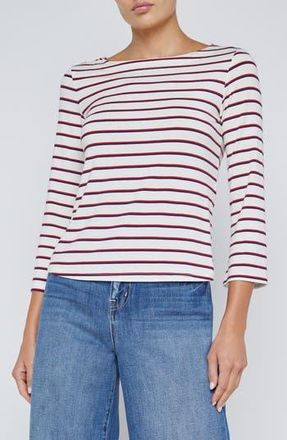 L'agence Lucille Stripe Boat Neck Top in Red/Navy/White Stripe at Nordstrom Rack, Size Xx-Small