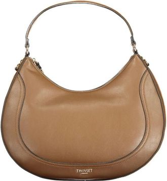 Twinset Gebogen Schoudertas met Kettingdetail - Dames - Tassen - Bruin - Maat: ONE Size