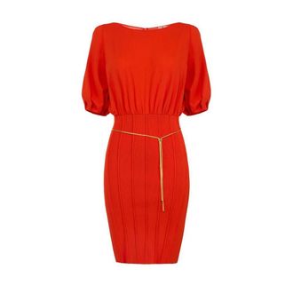 Elisabetta Franchi Gebreide mini-jurk met riem - Dames - Korte kleedjes - Rood - XS - Kleedjes