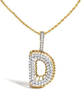 House of Brilliance Mens 10K Yellow Gold 1 1/5 Cttw Diamond Letter D Initial Pendant Necklace at Nordstrom