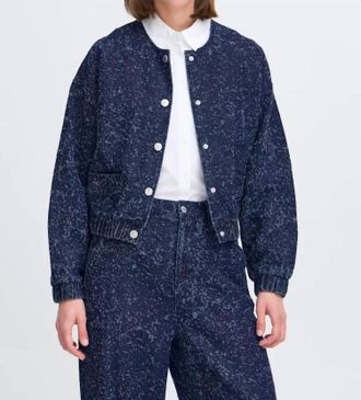 b.young Kanilla Textured Denim Jacket In Dark Blue