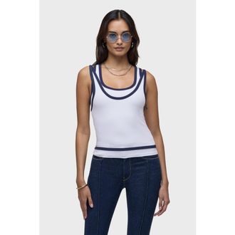 Hudson Layered Tank Top in White Navy at Nordstrom, Size X-Large