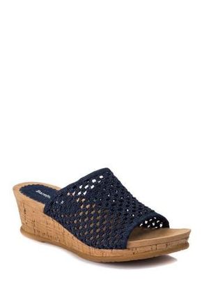 BareTraps Flossy Woven Wedge Sandal in Dark Denim at Nordstrom Rack, Size 5.5