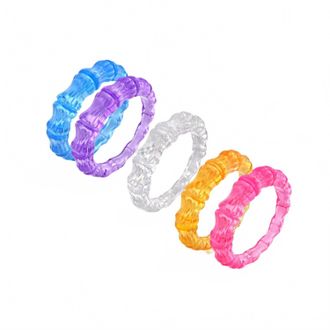 Gold & Honey Womens Bamboo Lucite Rings - Set Of 5 In Multicolor