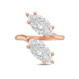 Diana M. Jewels 14kt Rose Gold 3.00 Cts tw 2 Stone Marquise Lab Grown Diamond Ring