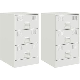 vidaXL Mesitas De Noche 2 Unidades Acero Blanco 34,5x39x62 Cm Vidaxl