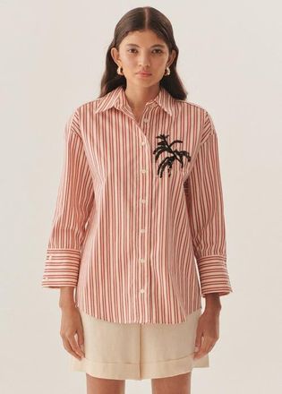 Exquise Leia Long Sleeve Shirt in Red-Bone at Nordstrom, Size X-Large