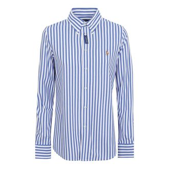Ralph Lauren Shirts, female, Blue, Size: M Striped Piqu&eacute; Shirt