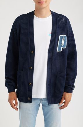 Les Deux x Prince Openwork Cotton Cardigan in Dark Navy at Nordstrom, Size Xx-Large