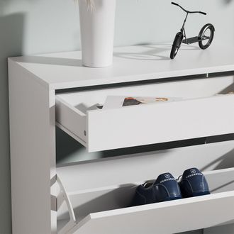 Vicco Zapatera Ivo, Blanco, 90 X 181.5 Cm Con 3 Compartimentos, 1 Caj&oacute;n