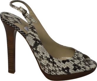 Jimmy Choo London Peep-toe Slingback Heels in Phytonskin Leathe