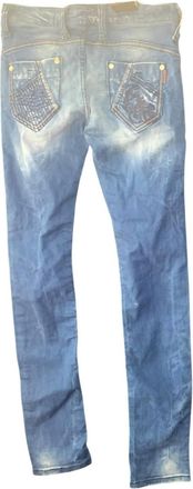 Cipo & Baxx Womens Hand-Embellished Vintage Jeans In Blue