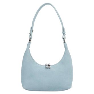 Estro & Luminara Half-Moon Velour Shoulder Bag - female - Estro - Shoulder Bags - Blue - ONE SIZE - Bags