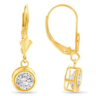 Pompeii3 1.80Ct Diamond Lab Grown Dangle Lever Back Hoop Earrings 14k Yellow Gold