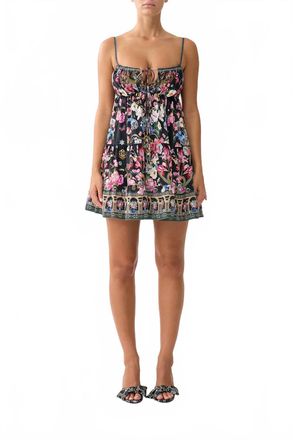 Camilla Gathered Bust Tiered Mini Dress In Midnight In Monserrate