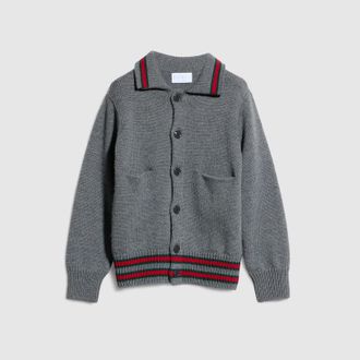 Gucci Kids - Wool Polo Cardigan, Size 10 years, Grey