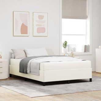 vidaXL Bed Frame with Mattress Cream 160 x 200 cm Fabric vidaXL