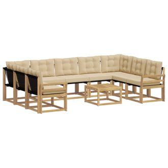 vidaXL Conjunto De Sof&aacute;s De Exterior Con Coj&iacute;n 10 Pcs Y Beige Vidaxl