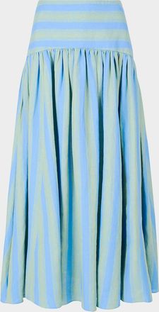 Staud Procida Striped Linen Maxi Skirt