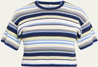 SIMKHAI Tenley Short-Sleeve Knit Crop Top
