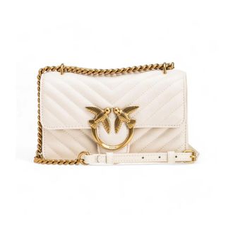 Pinko Mini Love Bag One Chevron - Dames - Schoudertassen - Wit - ONE Size - Leer - Tassen