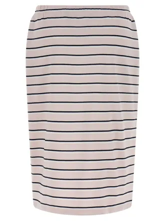 Rotate Striped Jersey Midi Skirt - Cream