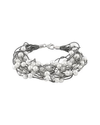 Splendid Pearls Rhodium Plated Silver 6-7Mm Freshwater Pearl Bracelet