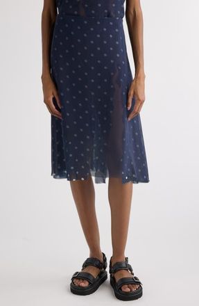 Acne Studios Iranee Polka Dot Georgette Skirt in Navy/White at Nordstrom, Size 10 Us