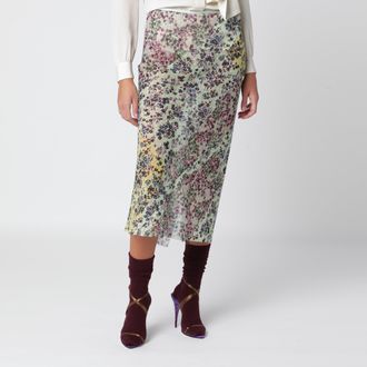 Dries Van Noten Mint green skirt with floral print