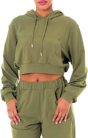 Dai Moda Crop Hoodie in Army at Nordstrom, Size Xx-Large