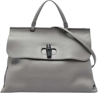 Gucci Pre-owned Bamboo Daily Tote Bag - Dames - Vintage Shopper - Grijs - ONE Size - Leer - Vintage