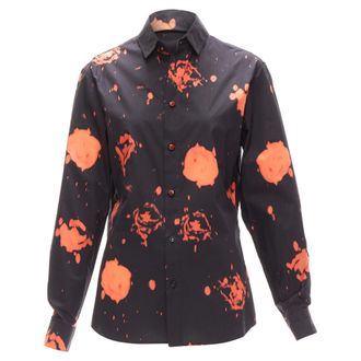 Marni splatter tie dye rose print cotton button-up shirt