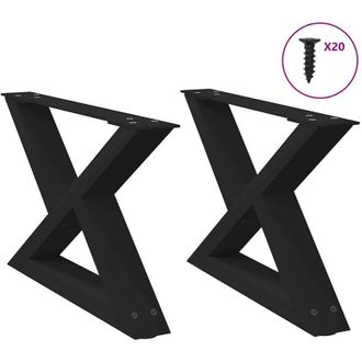 vidaXL Patas Para Mesa De Centro (2 Unidades), Color Negro, 60 X (30-31,3) Cm, Acero Vidaxl