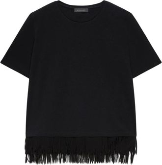 Elena Miro T-shirt met franjebies - Dames - T-shirts - Zwart - S - Tops