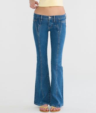 A&eacute;ropostale Super Low-Rise Flare Lightning Bolt Jean