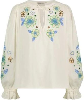Fab By Fabienne Chapot Fabienne Chapot, Overhemden, Dames, Wit, XS, Katoen, Bloemenparelblouse bohemian stijl