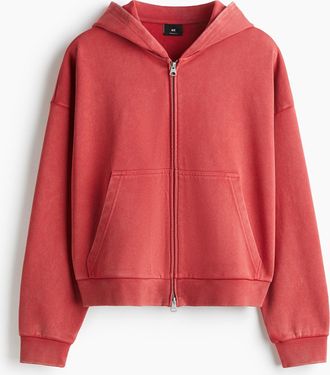 H&M Hoodiejacke mit Zipper in Oversized Fit - Rot