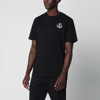 Moncler Black Cotton Jersey T-Shirt with Logo Patch