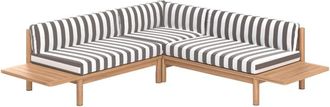 Rendez-Vous D&eacute;co Sof&aacute; de esquina jard&iacute;n teca maciza y cojines rayados 4 plazas
