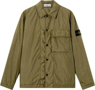 Stone Island Crinkle Reps NY Padded Overshirt - Heren - Zomerjassen - Groen - M - Leer - Jassen