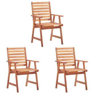 vidaXL Vidaxl - Sillas De Comedor De Exterior 3 Uds Madera Maciza De Acacia