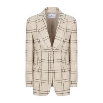 Manuel Ritz Jassen, Dames, Beige, L, Wol, Monopetto Macrocheck Jacket